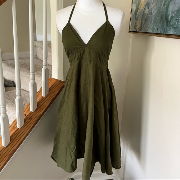 Divided Dresses & Skirts - {preloved} H&M Army Green Halter Dress